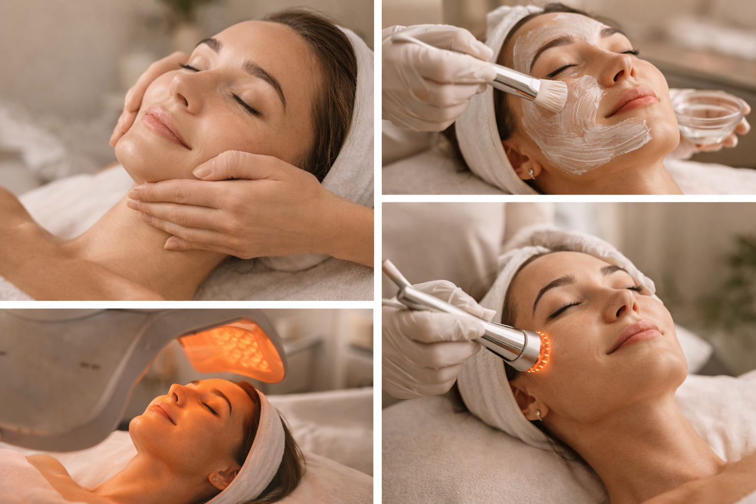 A person gently touching their face with a calm and content expression, surrounded by soft natural light.